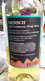 2013 Mensch white - back label